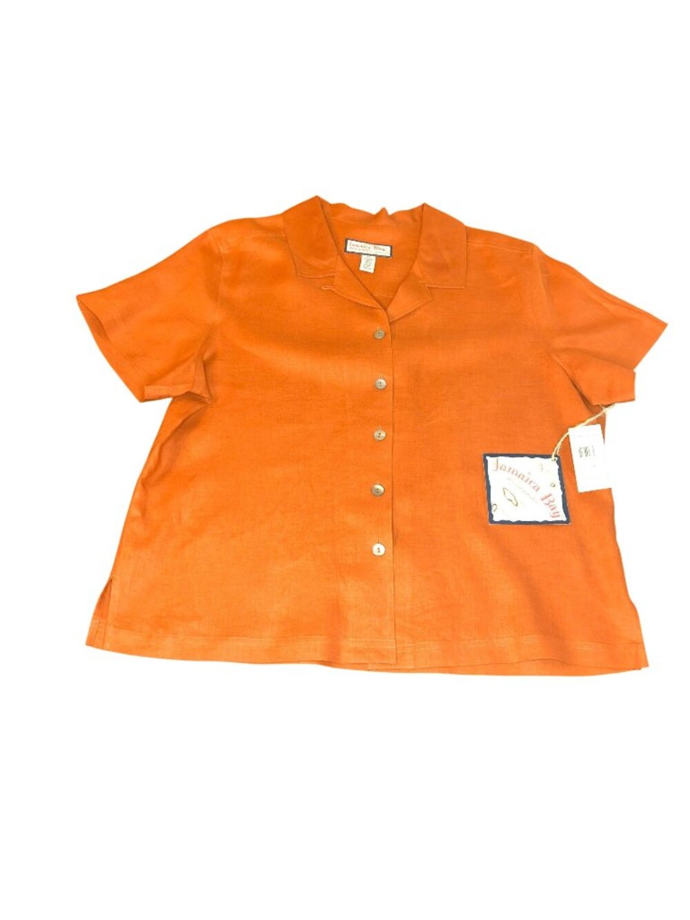 Jamaica Bay 100% Linen Solid Burnt Orange Button Up Shirt, Size XL NWT